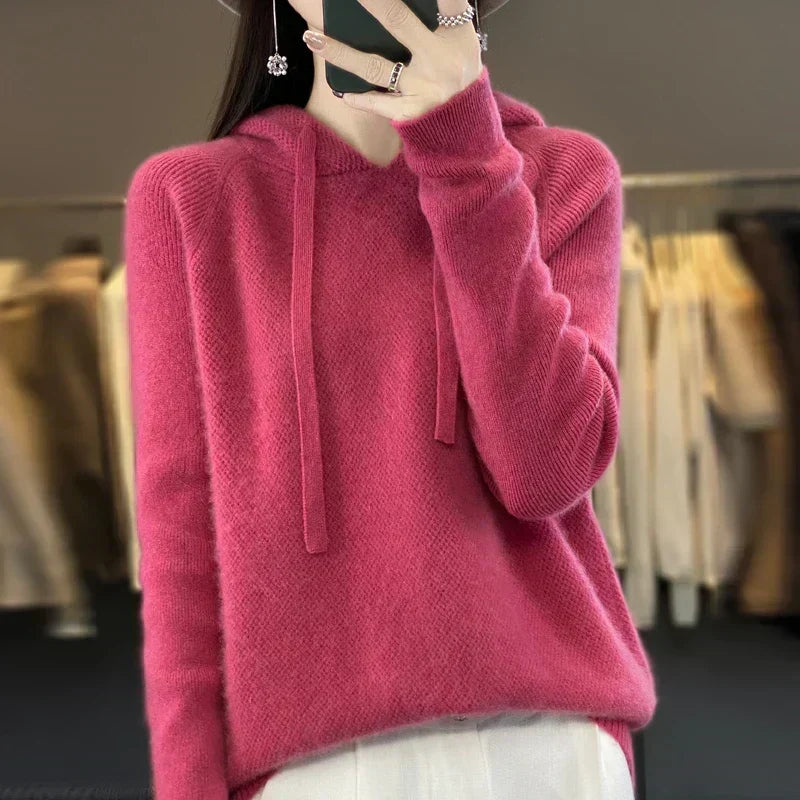 Nyelle | Women's Knit Hooded Pullover with Drawstring