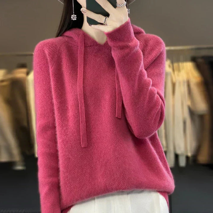 Nyelle | Women's Knit Hooded Pullover with Drawstring