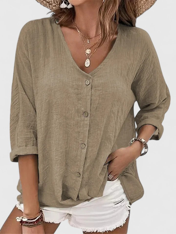 Aaliyah | V-Neck Button-Down Blouse for Women