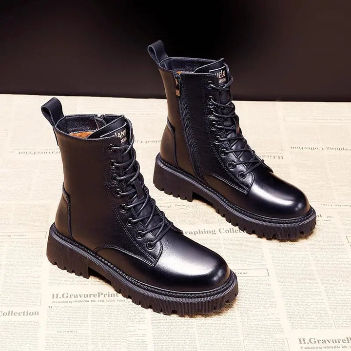 Women's Ankle Boots Front Lace Lug Sole Style
