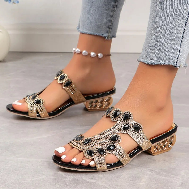 Linda | Open Toe Embellished Sandals for Women