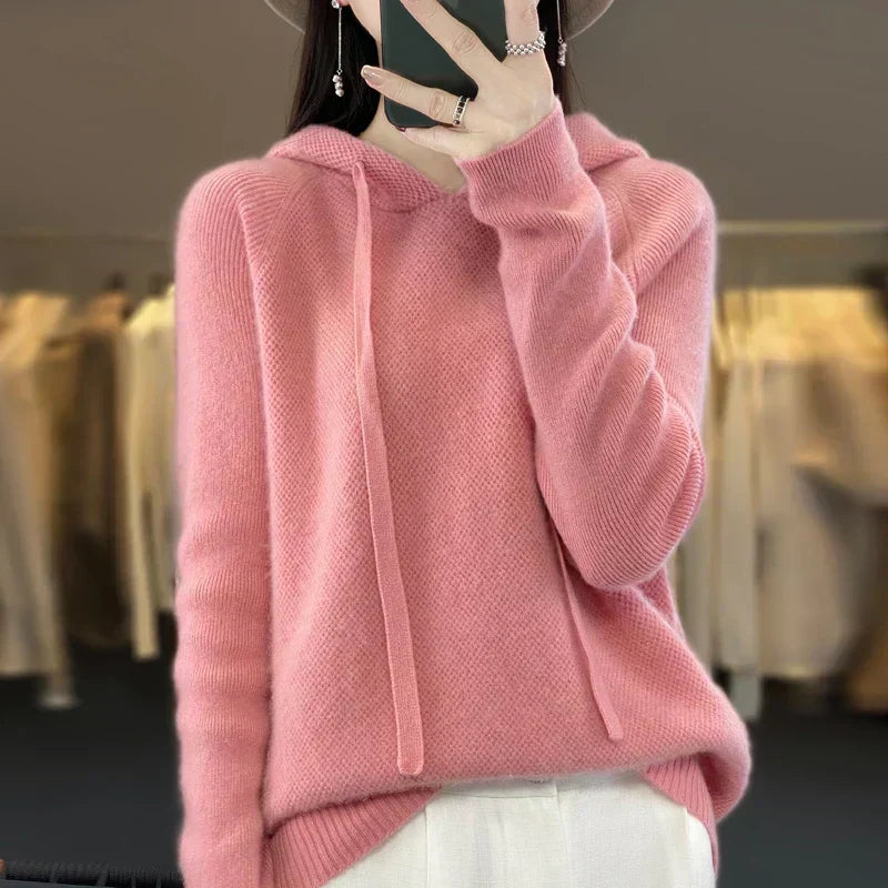 Nyelle | Women's Knit Hooded Pullover with Drawstring