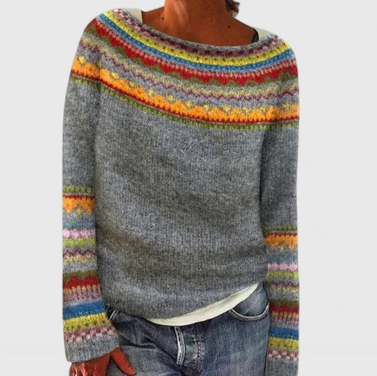Elyvianne | Women's Fair Isle Crew Neck Sweater