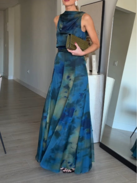 Sienna Tie-Dye Chiffon Tank Top & Skirt Set