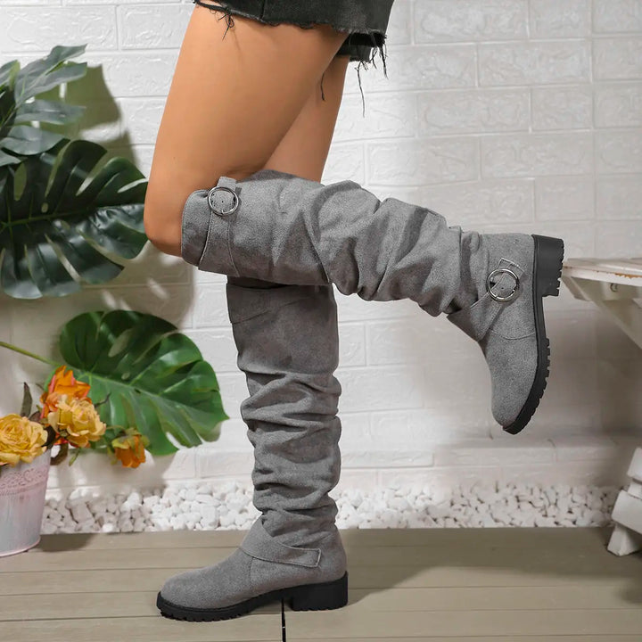 Women's Knee High Buckle Strap Boots