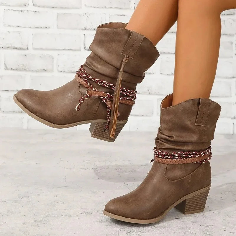 Women's Block Heel Cowboy Boots | Western Style Footwear