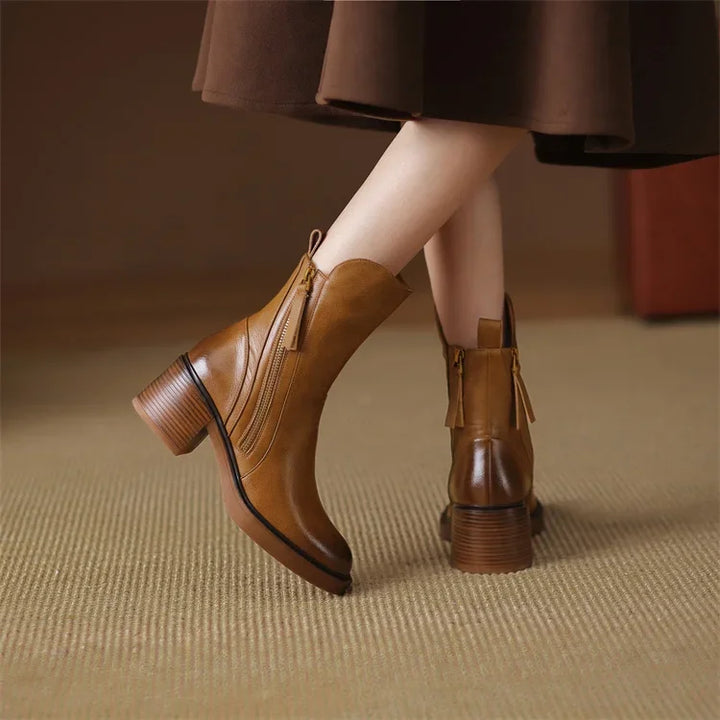 Women's Block Heel Zip-Up Ankle Boots