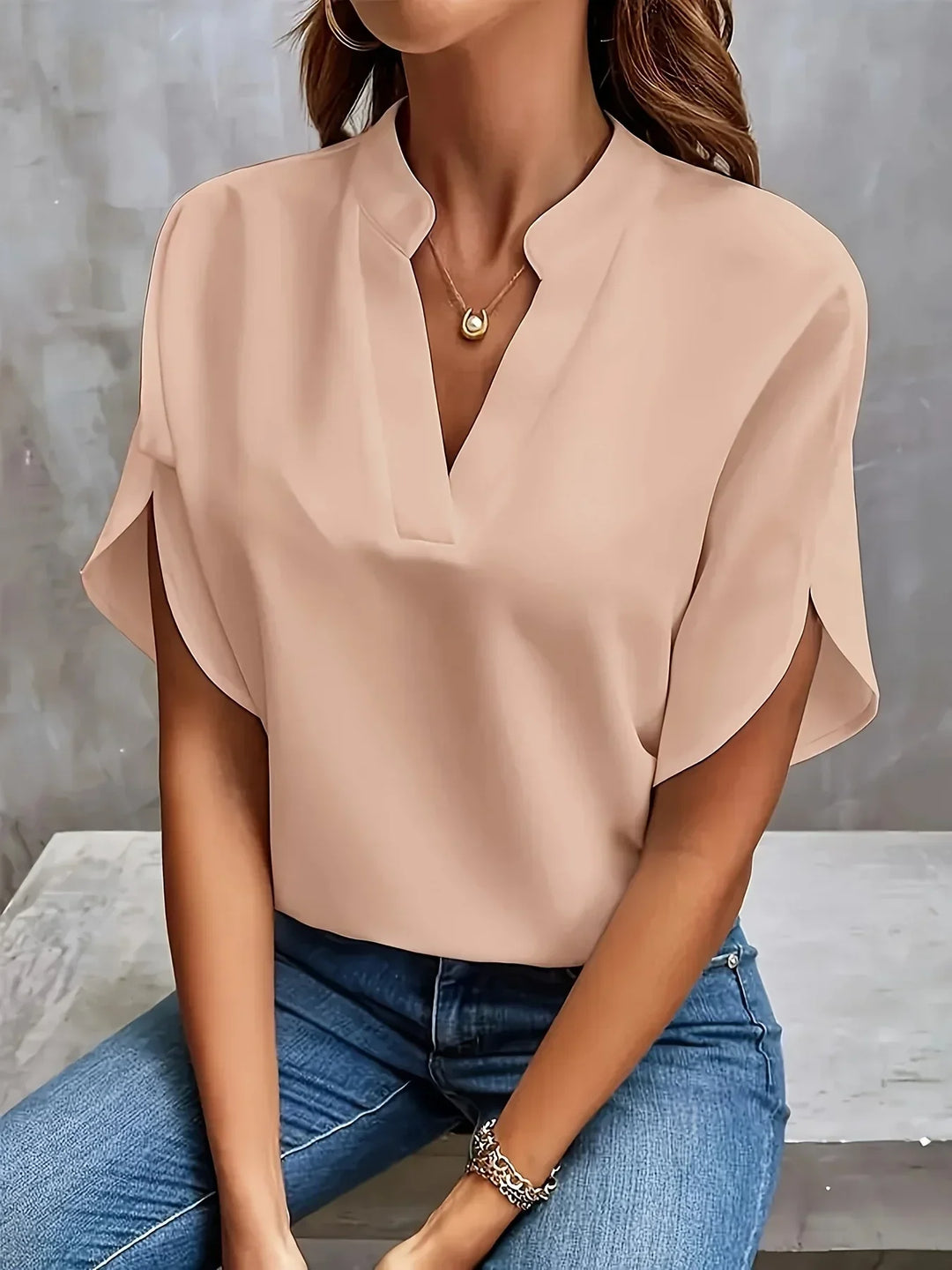 Cordelia | V-Neck Blouse with Short Sleeves for Women