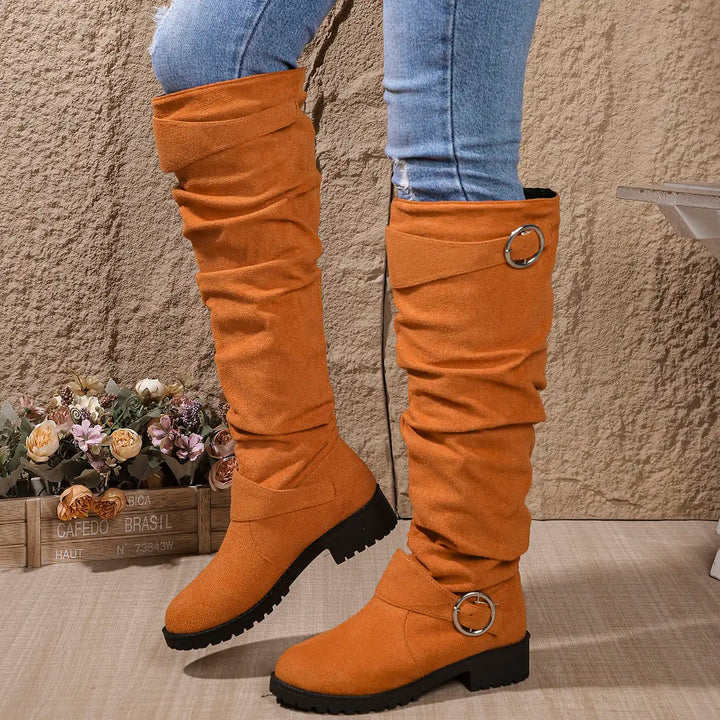 Women's Knee High Buckle Strap Boots