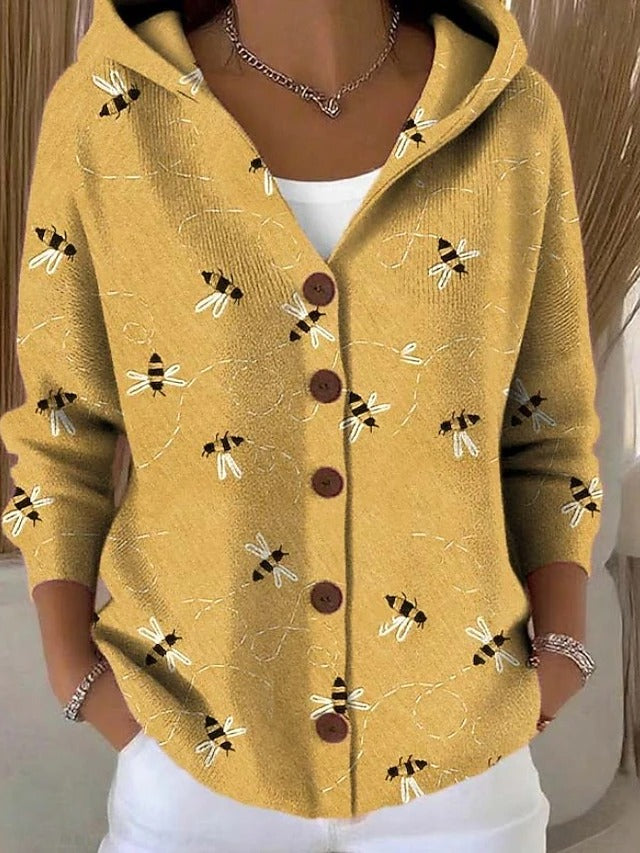 Cassidy | Women's Hooded Multicolour Print Button Cardigan