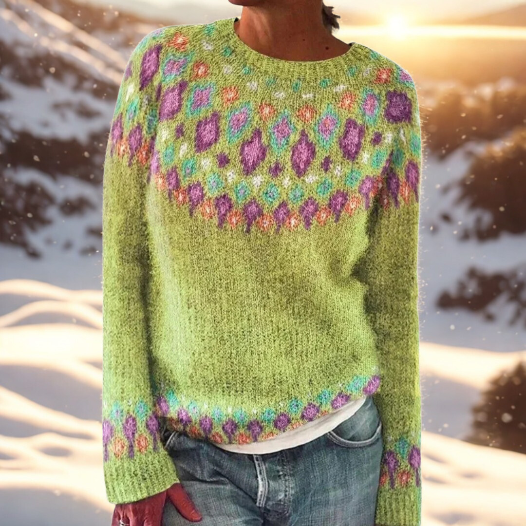 Calliope | Comfort Knit Sweater with Fair Isle Detail