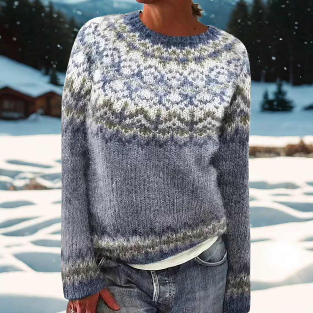 Sutton | Warm Sweater with Traditional Woven Shoulder Pattern