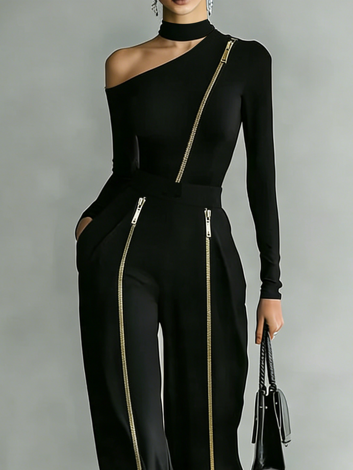 Sienna Off-Shoulder Zipper Set