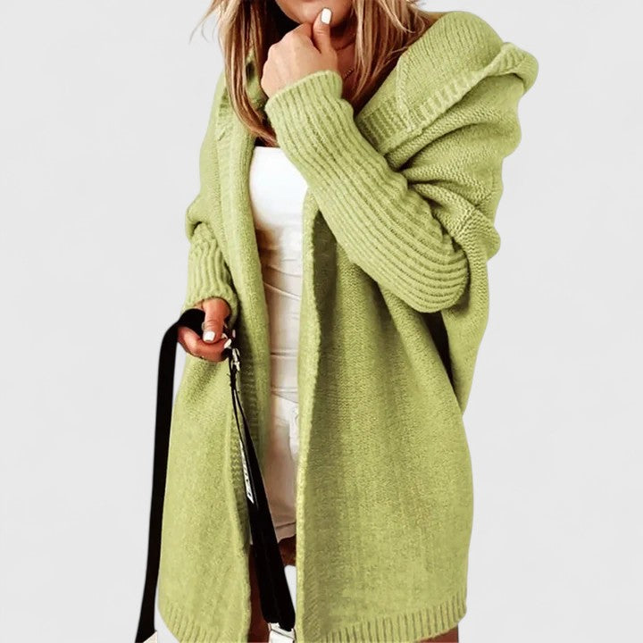 Rosalynne | Women's Oversized Hooded Knit Cardigan, Longline Open-Front Ribbed – Casual Layering