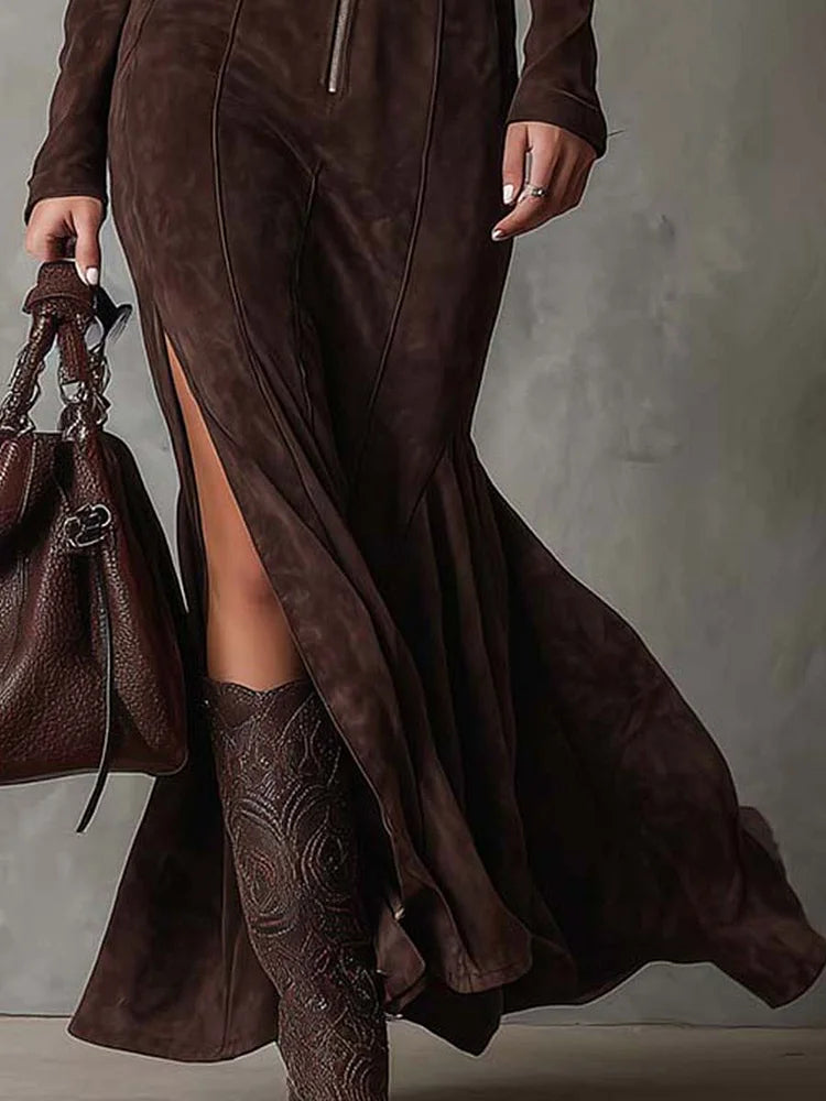 Vintage Belted Maxi Dress