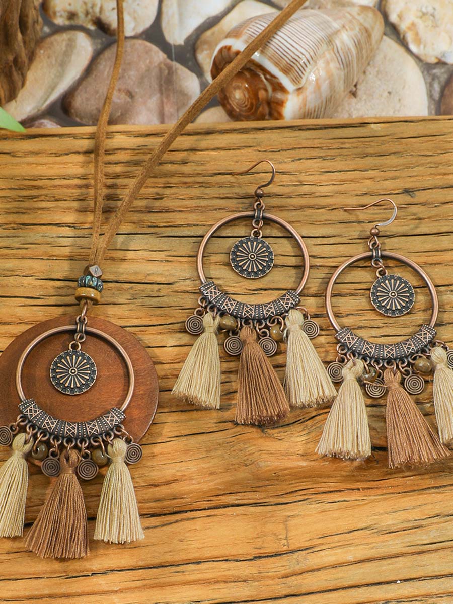 Isabella Bohemian Tassel Necklace Earrings Set