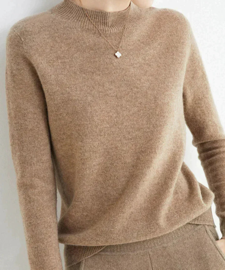 Women's Cashmere Mock Neck Sweater Long Sleeve Knit Pullover Winter