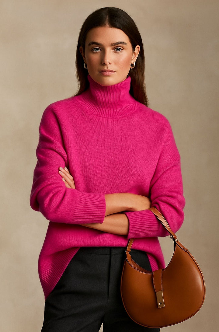 Women's Cashmere Turtleneck Sweater Oversized Long Sleeve Winter Knit Pullover