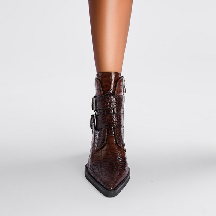 Women's Ankle Boots | Textured Upper Buckle Design | Casual Footwear
