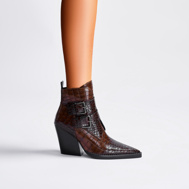 Women's Ankle Boots | Textured Upper Buckle Design | Casual Footwear