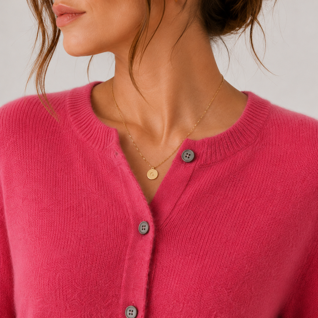 Women's Cashmere Look Cardigan Crew Neck Long Sleeve Button Front Knit Sweater