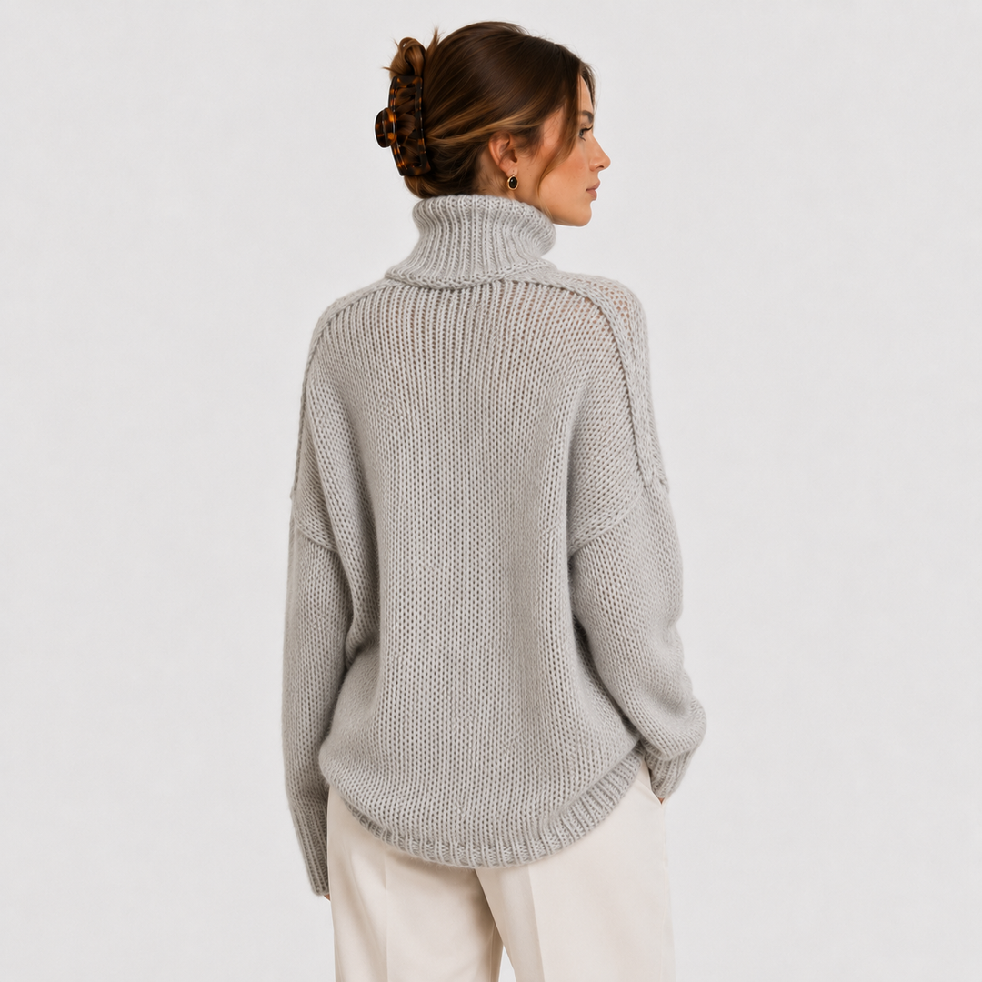Women's Turtleneck Knit Sweater Chunky Long Sleeve Oversized Pullover