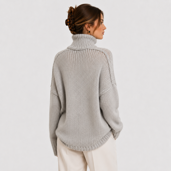 Women's Turtleneck Knit Sweater Chunky Long Sleeve Oversized Pullover