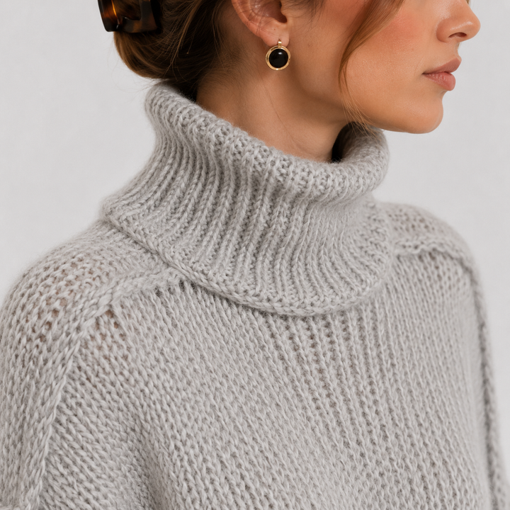 Women's Turtleneck Knit Sweater Chunky Long Sleeve Oversized Pullover