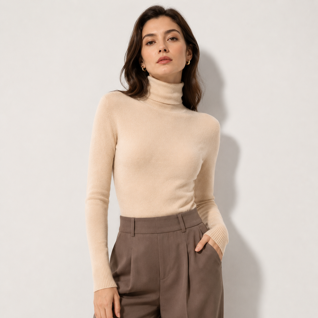 Women's Turtleneck Sweater Ribbed Knit Long Sleeve Slim Fit Pullover Winter