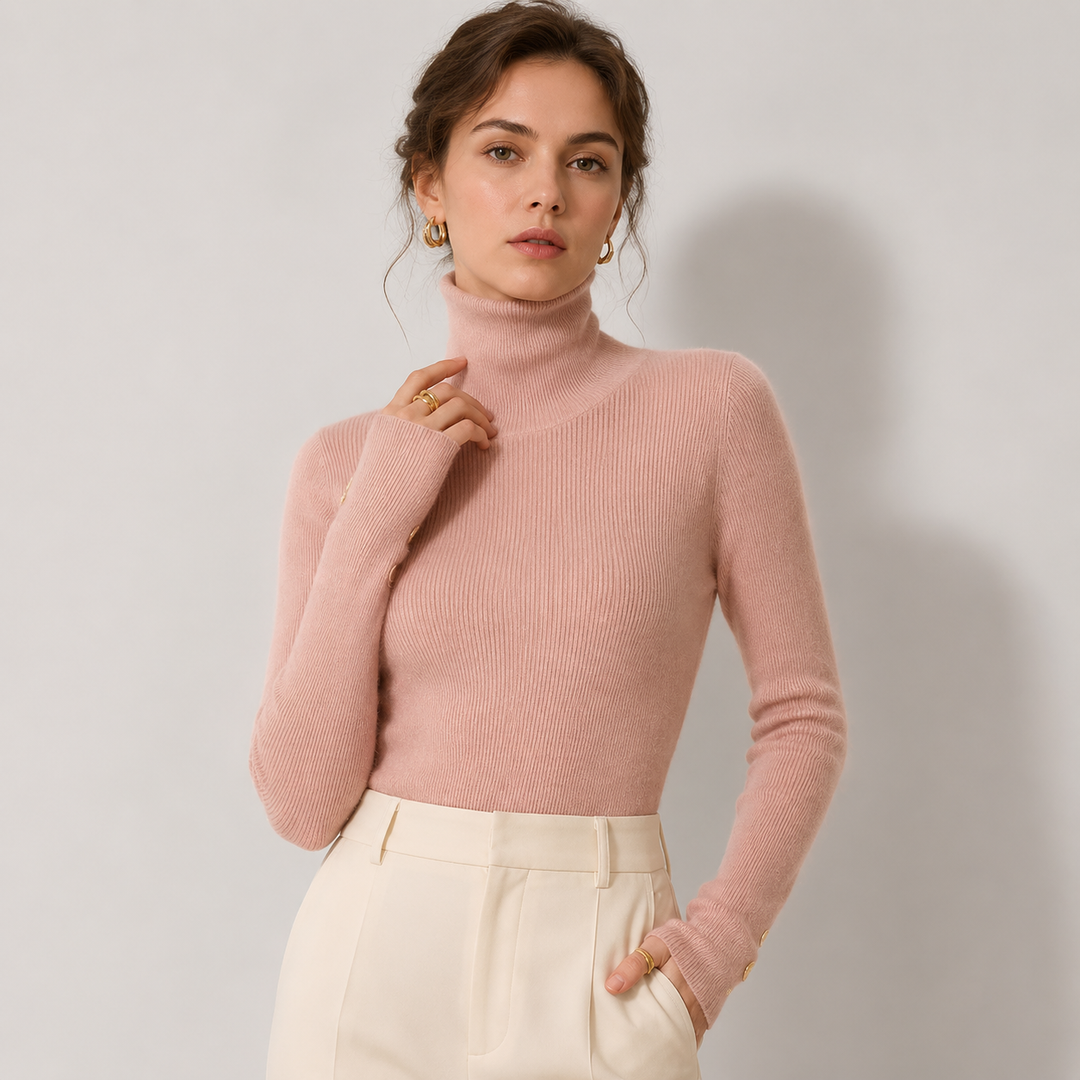 Women's Turtleneck Sweater Ribbed Knit Long Sleeve Slim Fit Pullover Winter