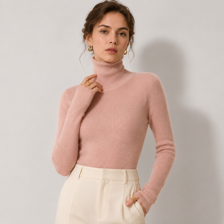 Women's Turtleneck Sweater Ribbed Knit Long Sleeve Slim Fit Pullover Winter