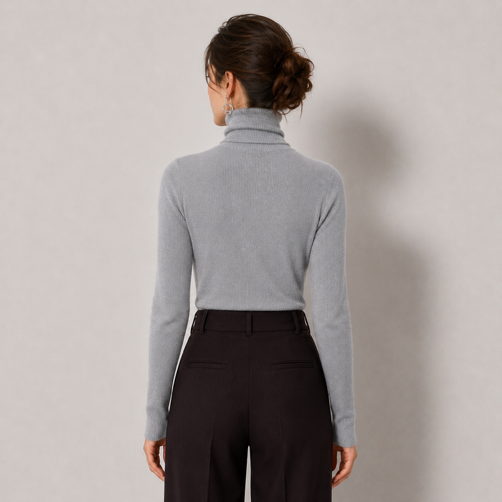Women's Turtleneck Sweater Ribbed Knit Long Sleeve Slim Fit Pullover Winter