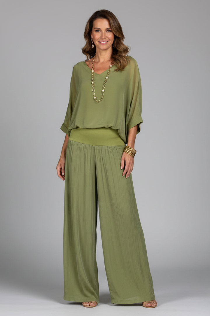 Florencia | Wide-Leg Chiffon Set for Women