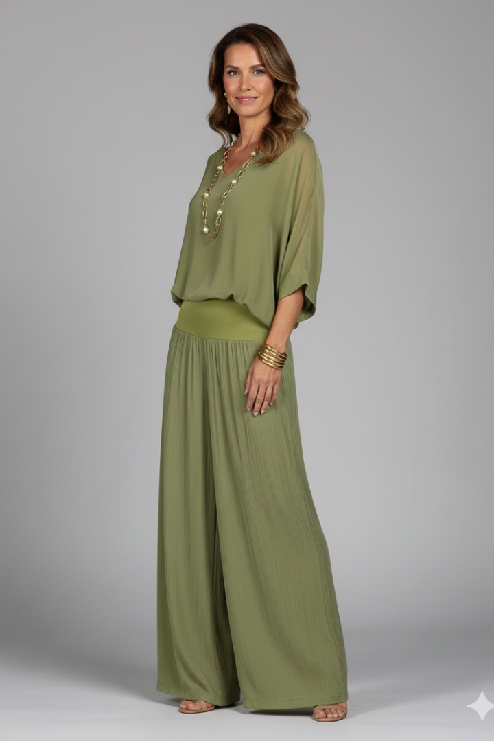 Florencia | Wide-Leg Chiffon Set for Women