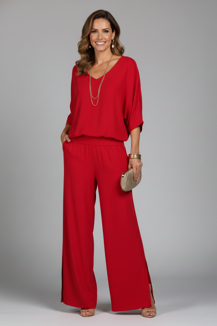 Florencia | Wide-Leg Chiffon Set for Women