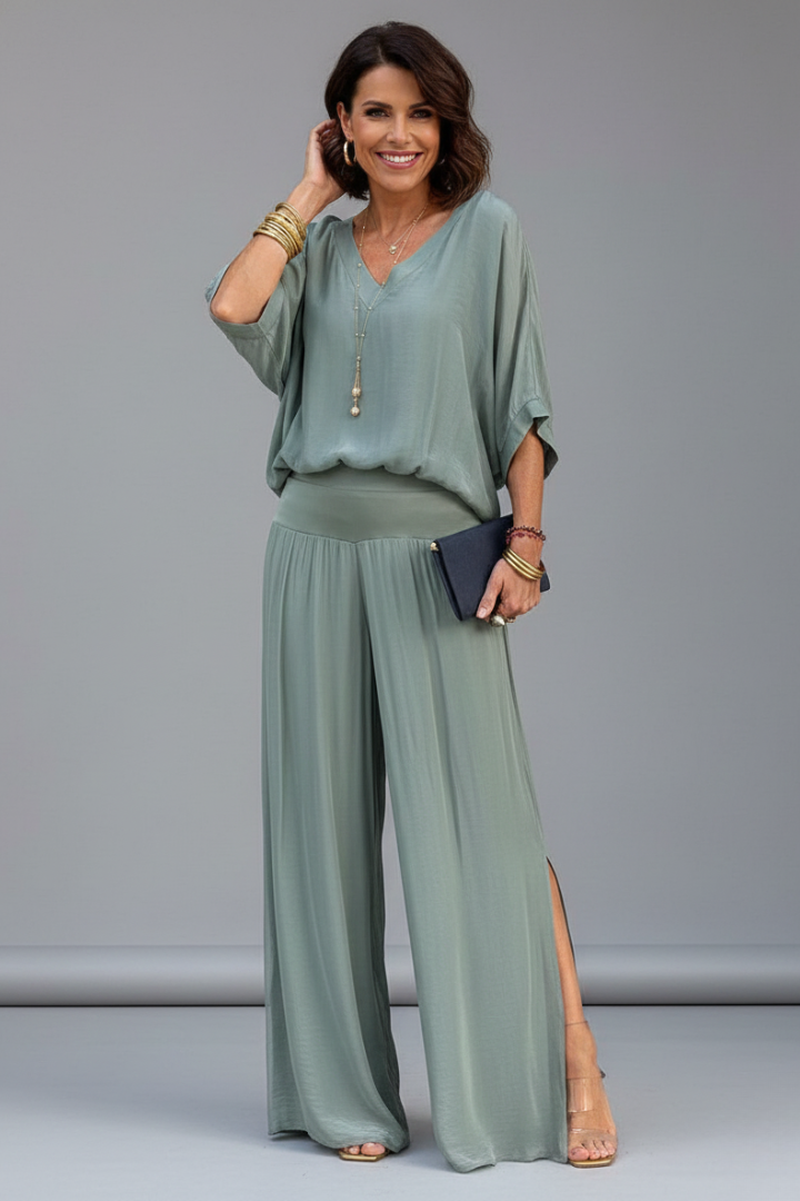 Florencia | Wide-Leg Chiffon Set for Women