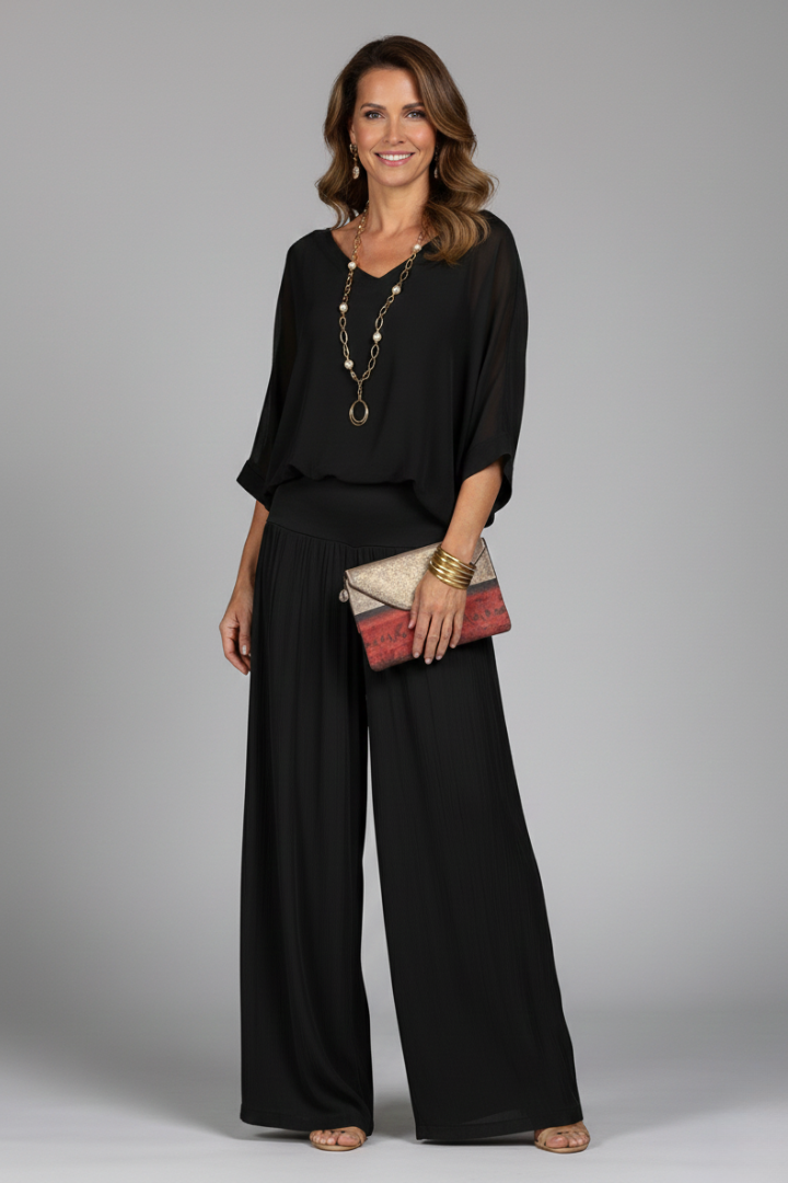 Florencia | Wide-Leg Chiffon Set for Women