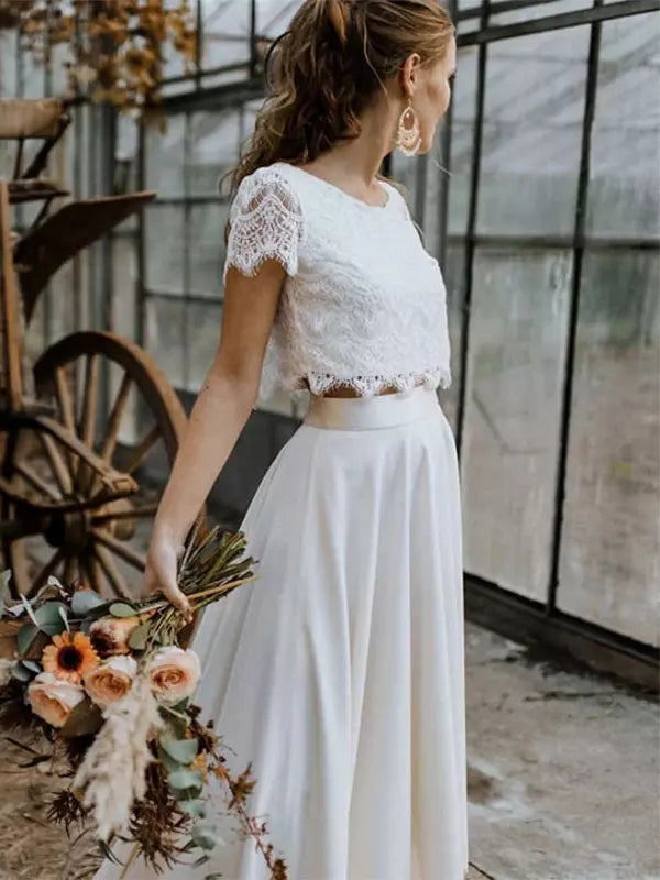 Dahlia | Lace Maxi Dress Set with Short Sleeves for Women