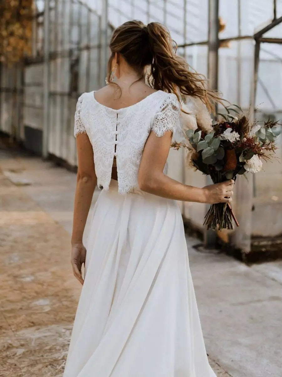 Dahlia | Lace Maxi Dress Set with Short Sleeves for Women