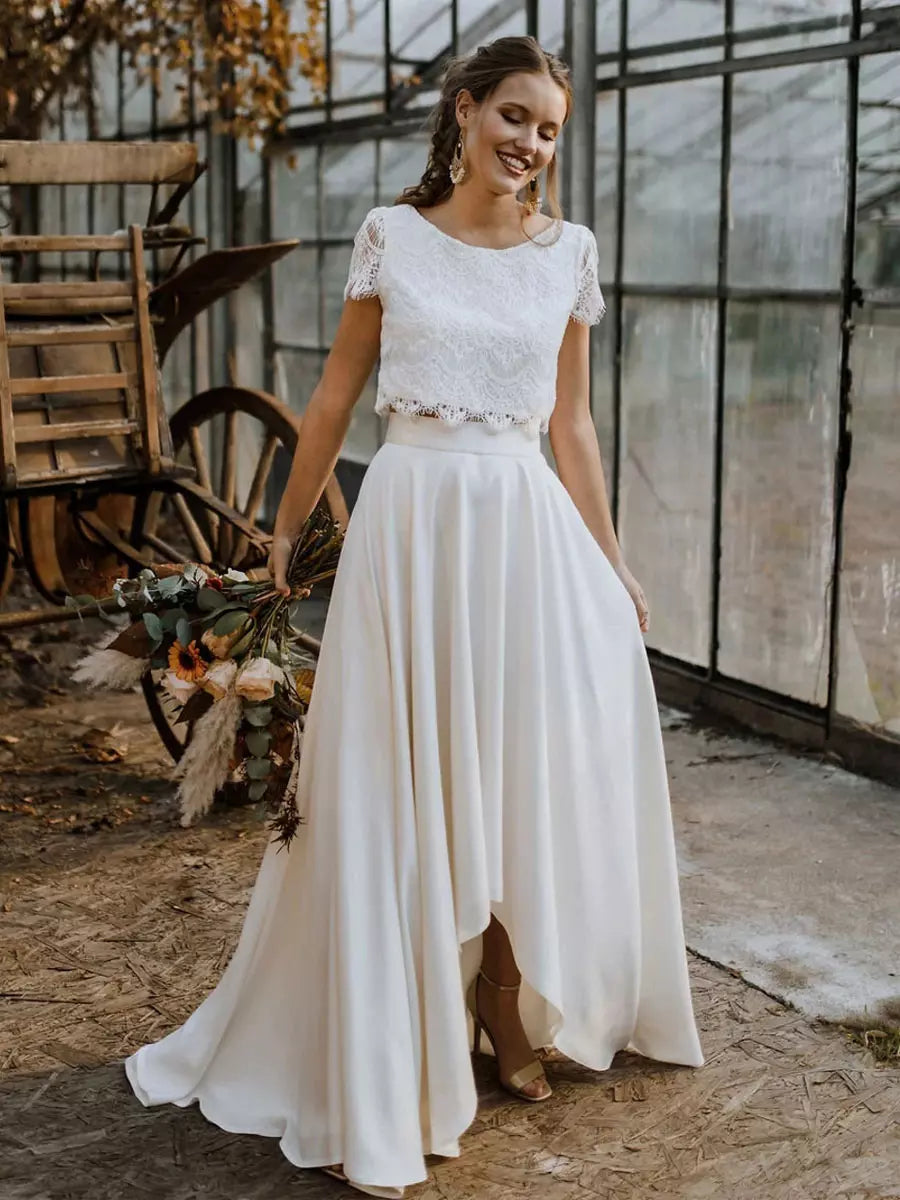 Dahlia | Lace Maxi Dress Set with Short Sleeves for Women