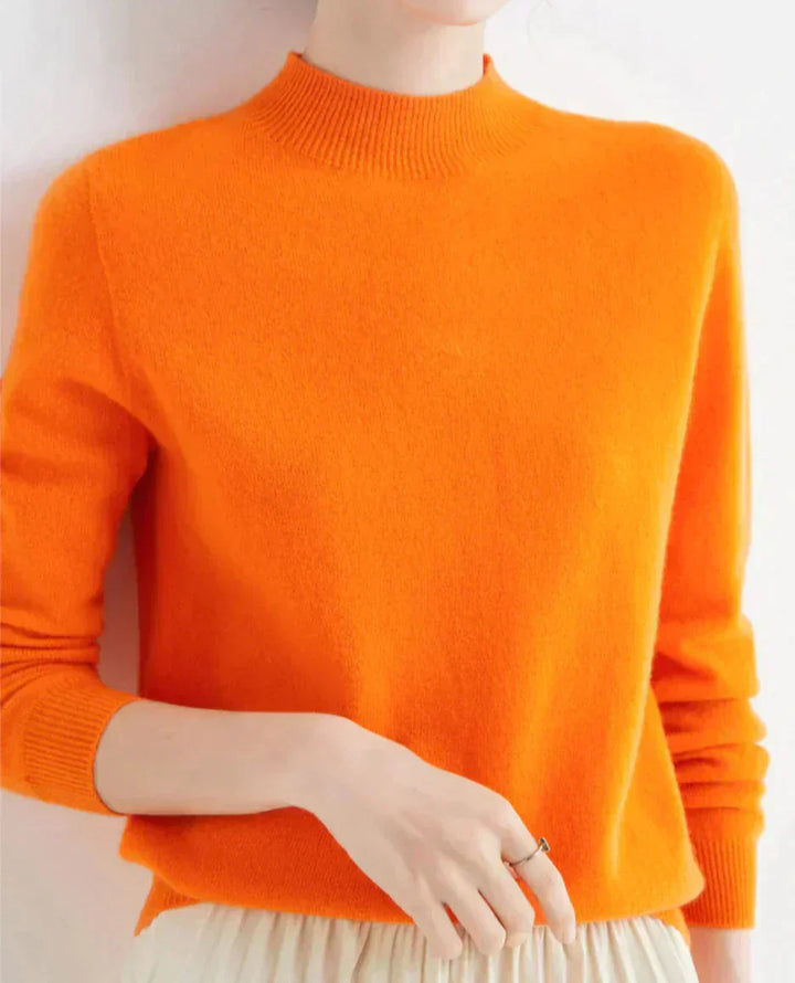 Women's Cashmere Mock Neck Sweater Long Sleeve Knit Pullover Winter