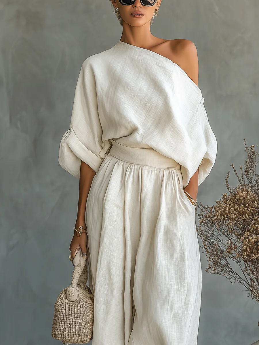 Sophie Off-shoulder Top and Tapered Pants Set
