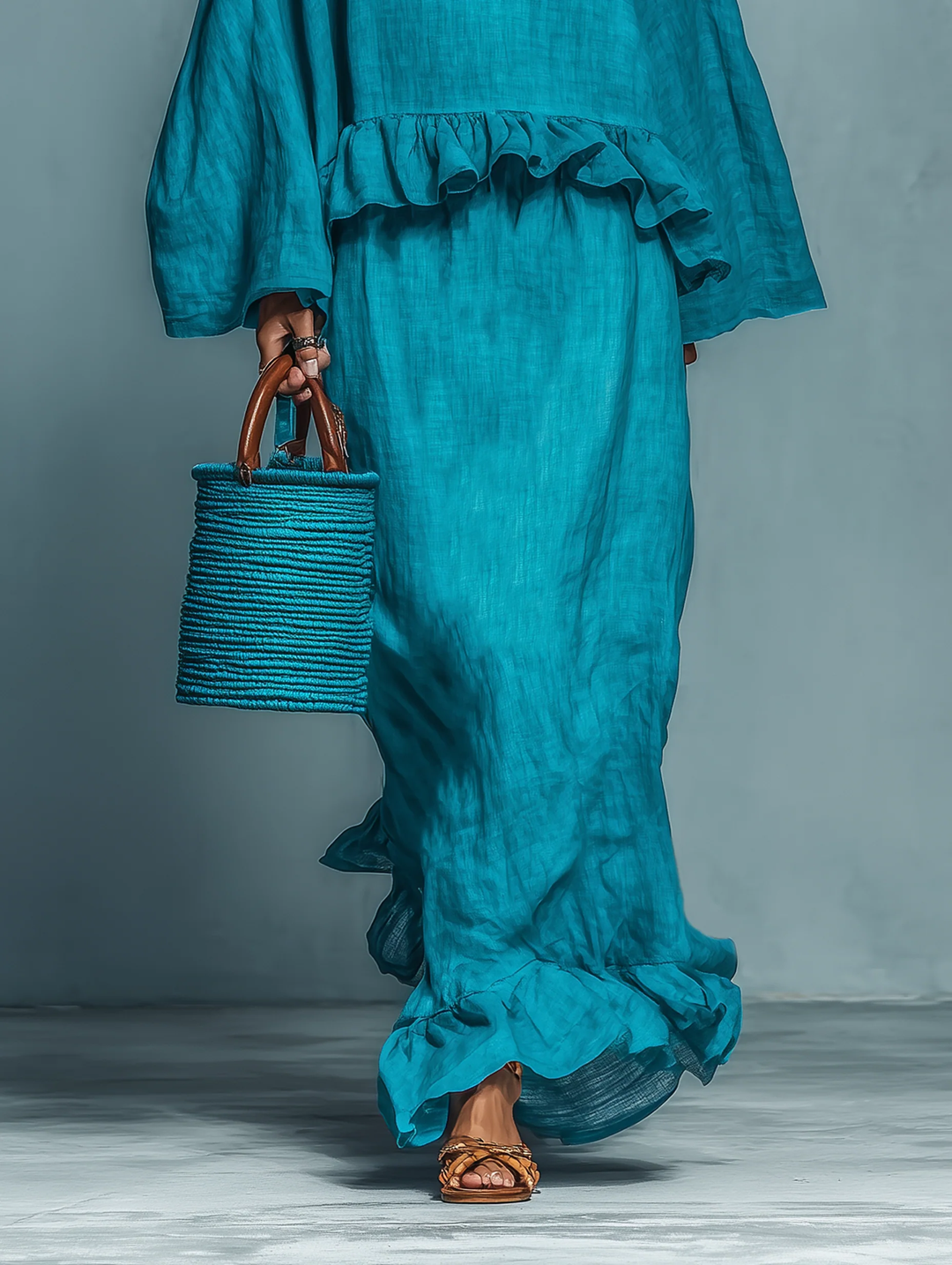 Sofia Ruffled Blouse and Straight Skirt Suit