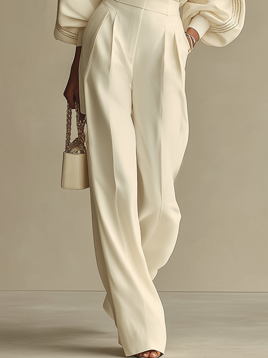 Hannah | Ribbed Knit Wide Leg Pants Set for Women