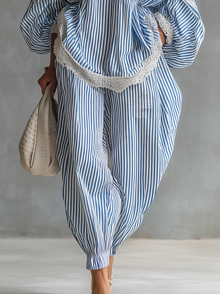 Sofia Blue Striped Two-piece Set