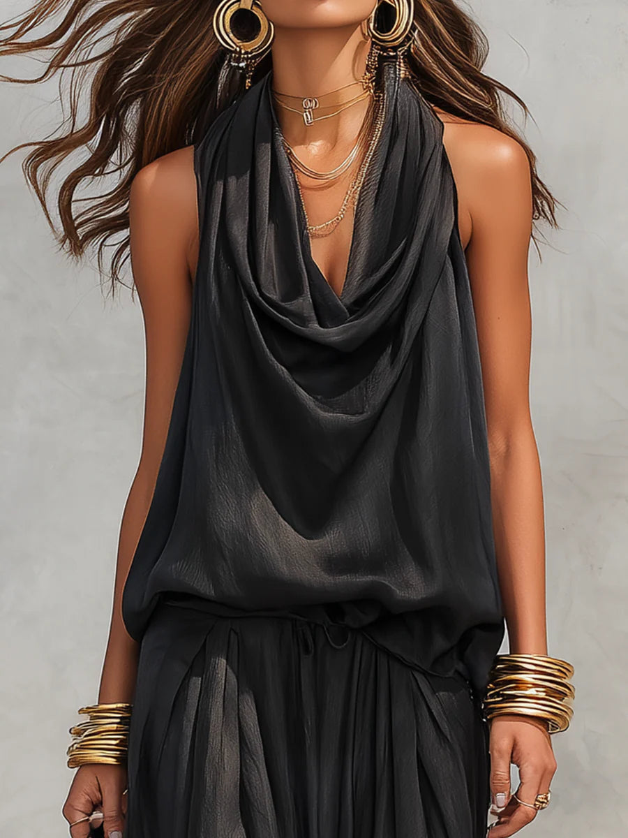 Serena Halter Neck Top and Pleated Trousers Set