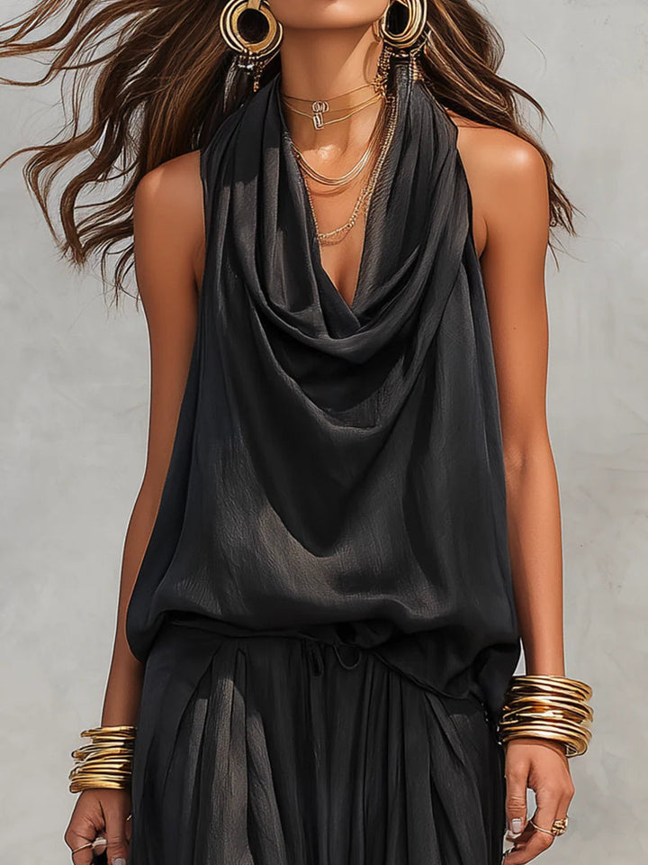 Serena Halter Neck Top and Pleated Trousers Set