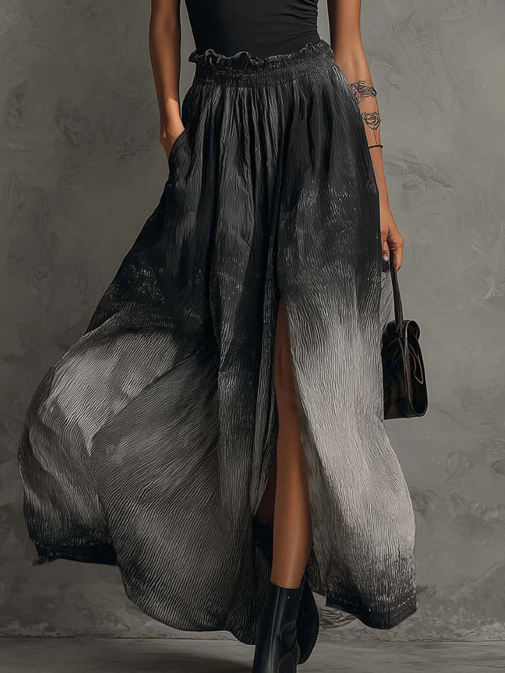 Serena Off Shoulder Ruffle Top & Gradient Pleated Maxi Skirt Set