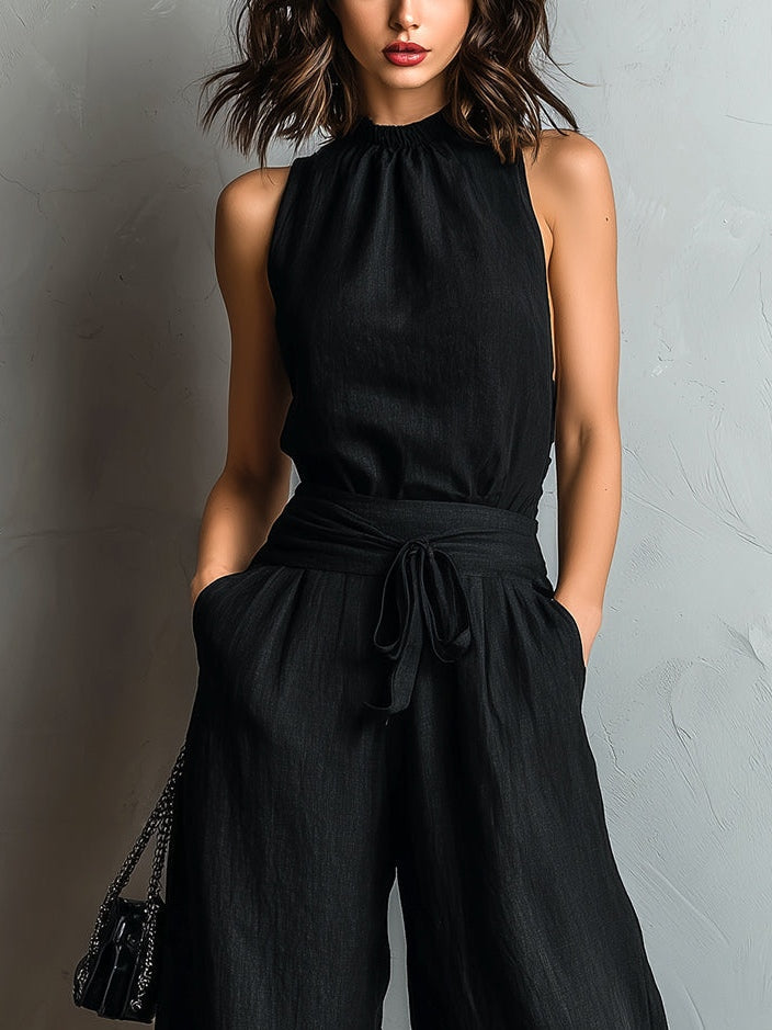 Lila Halter Neck Vest Set