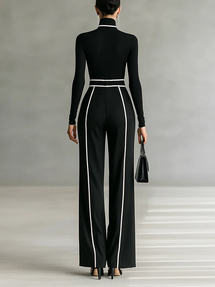 Sophia High-neck Top and Wide-leg Pants Set